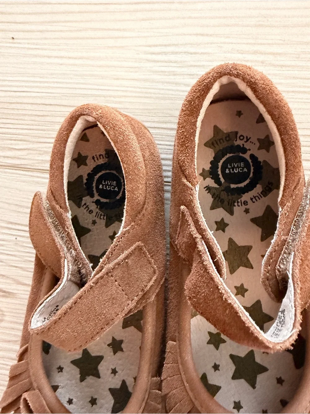 Livie & Luca Toddler Brown Suede Moccasin Mary Jane with Fringe